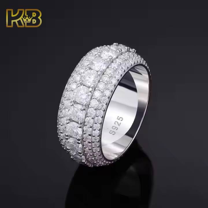 Moissanite Ring for Men 925 Sterling Silver Diamond Cut Wedding Band VVS Sparkling Hip Hop Jewelry Engagement Promise Bling Gift