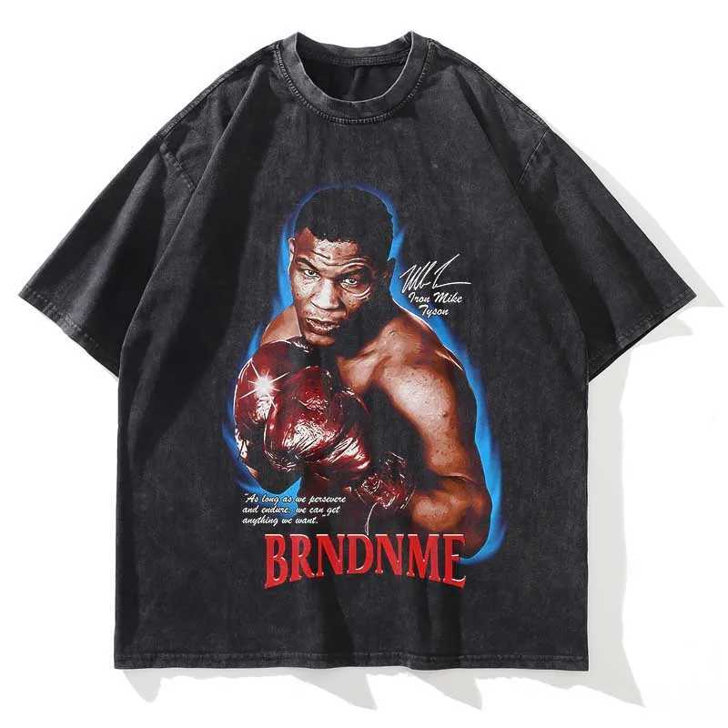 Summer Men Washed T Shirt Women Boxing star Graphic Printed Short Sleeve Oversized Vintage Casual Fashion Crew Neck T Shirt X250403