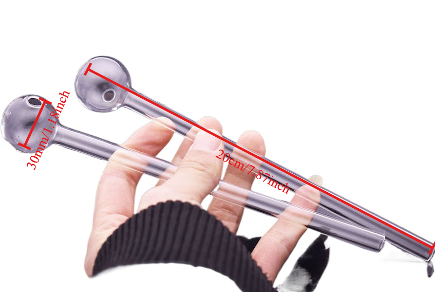 Wholesale 20cm Big Thick heady Glass oil burner pipe Clear Straight Handmade Smoking tube nails straw pipes with 30mm ball