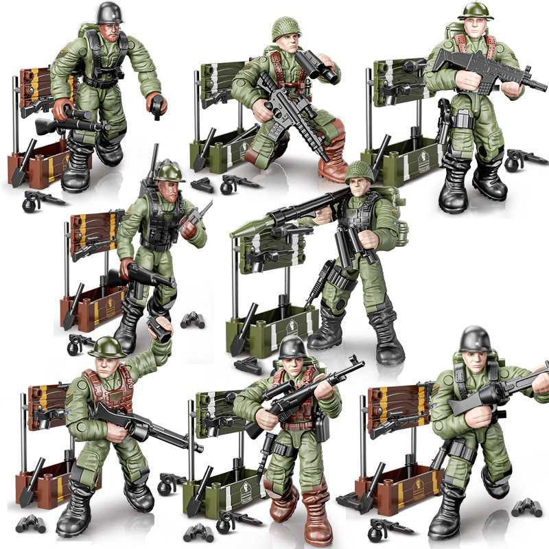 24 PcsLot WW2 Military Figures Building Blocks Nation Army Soldiers Assemble Bricks Educational For Boys Christmas Gift Toys 250908