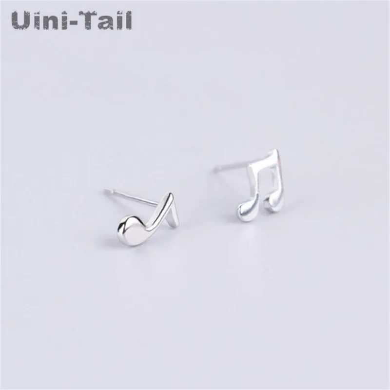 UiniTail Hot Music Elf 925 Tibetan silver cute note earrings Korean version of allergyfree pure silver ear jewelry ED116 C251103