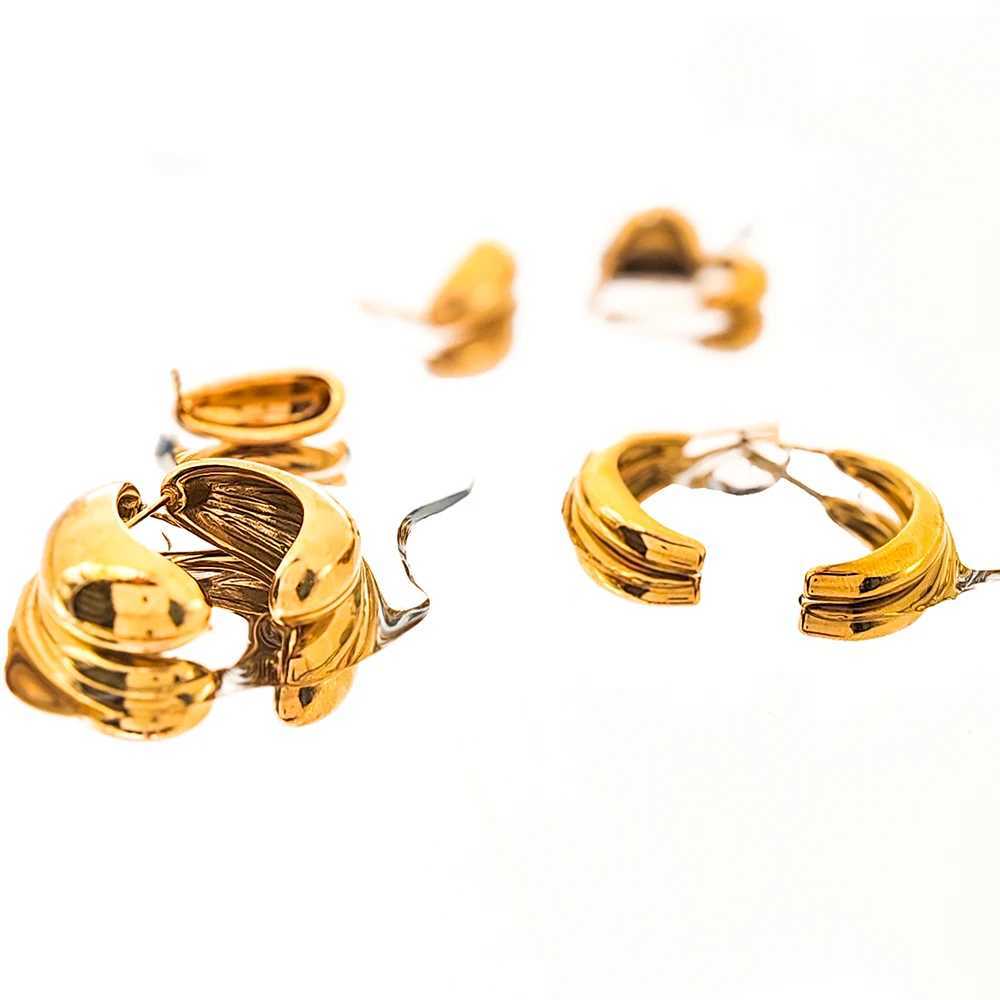 eManco Stainless Steel Stud Earrings Gold Plated Simple Womens Thick Hoop Earrings Gift Fashion Fine Jewelry for Girls C251103