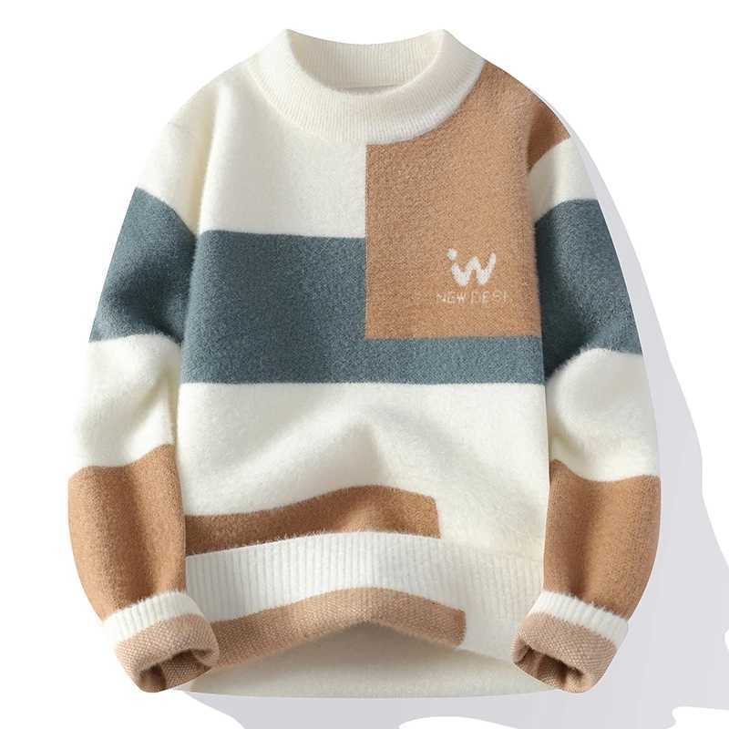 Classic Color Blocked Brand Mens Sweater 2025 Casual High-quality Mens Pullover Autumn/winter Warm Knit TopsT251103