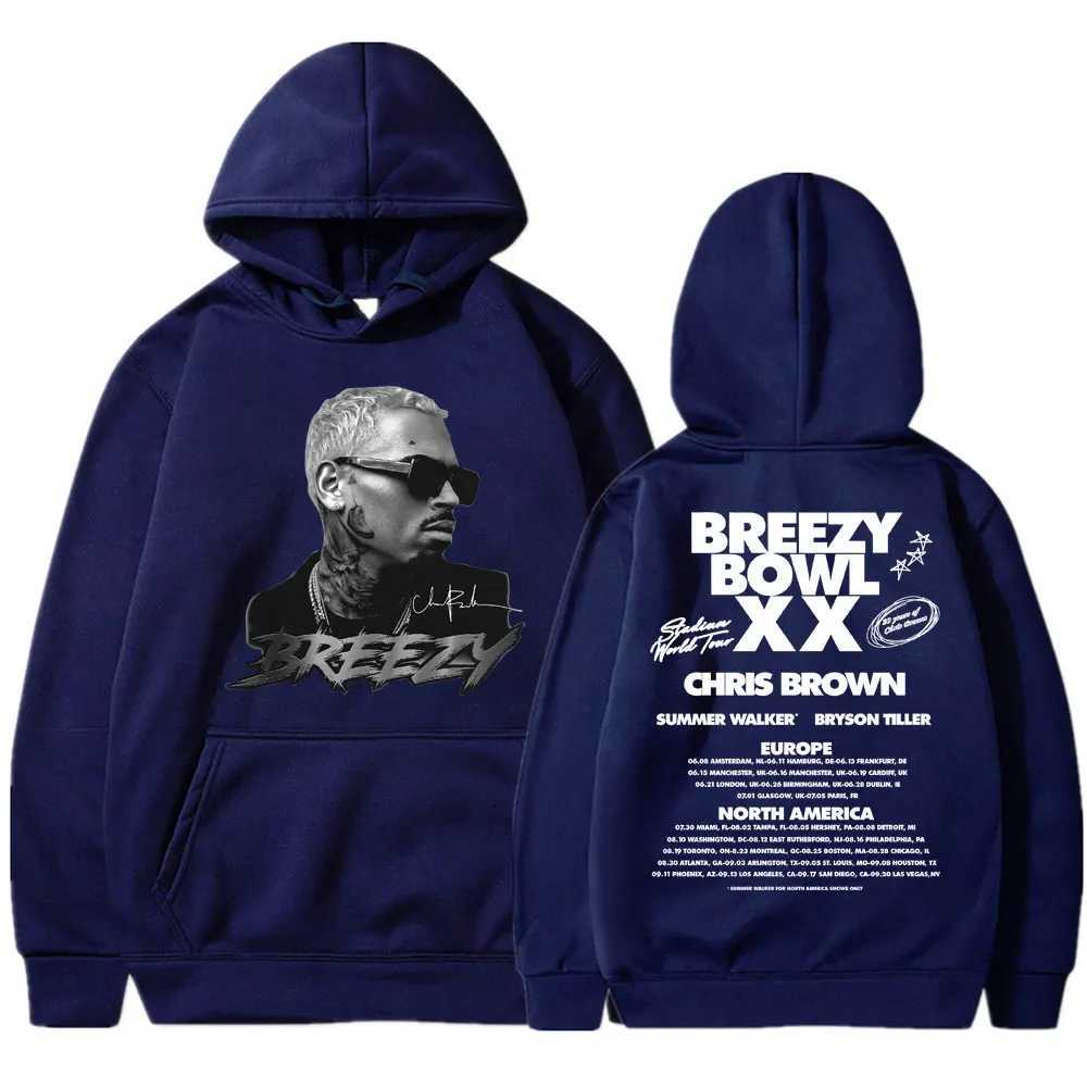 Chris Brown Breezy Bowl XX 2025 Concert Tour Hoodie Hip Hop Retro Men Women Sweatshirt Oversized Fleece Warm Pullover Streetwear K251103