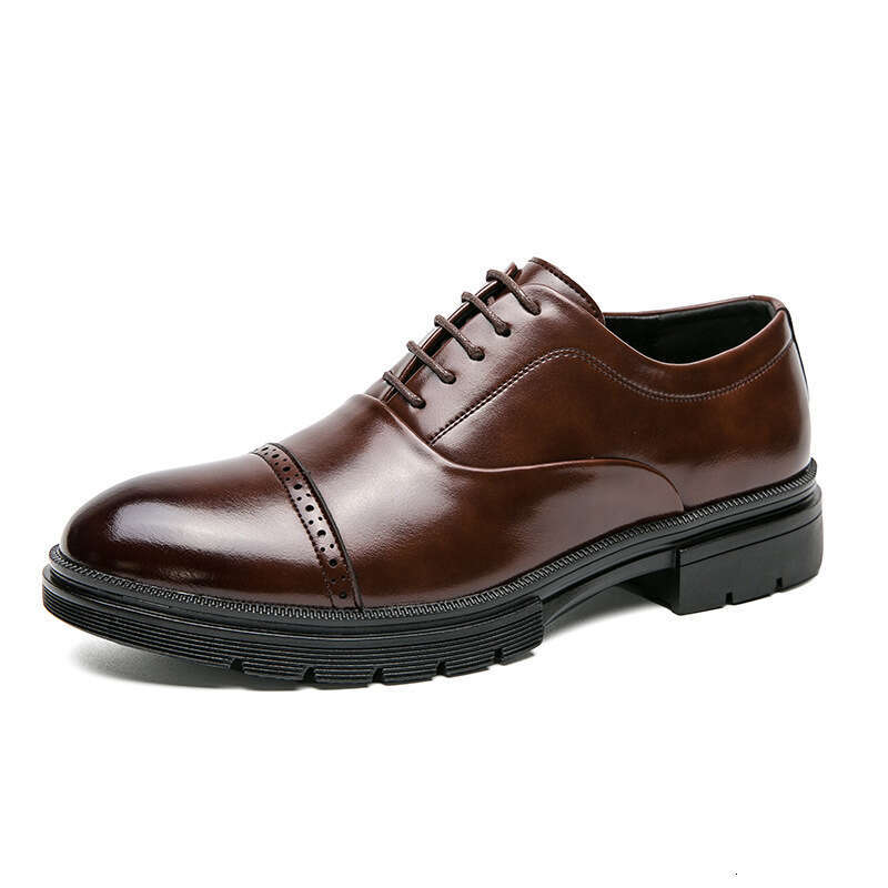 Four season plus size three joint shoes, men's thick soled height increasing business formal casual leather shoes