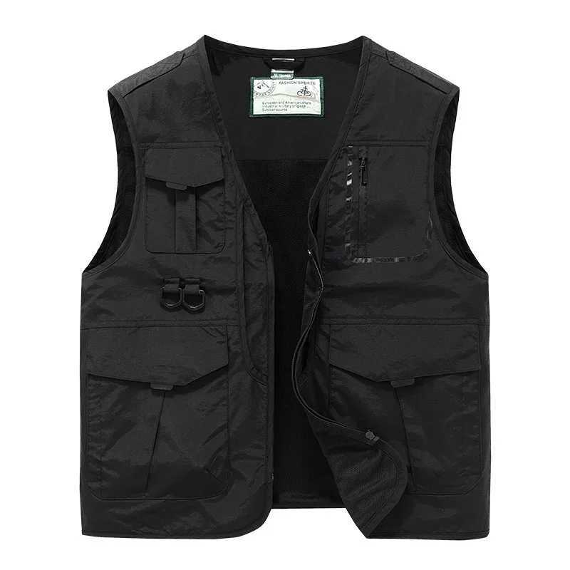 Waistcoat Men Multi-pocket Vest Tactical Military Motorcyclist Mens Coat Summer Sleeveless Jacket Work Coats Hunting Vests Man X2504031