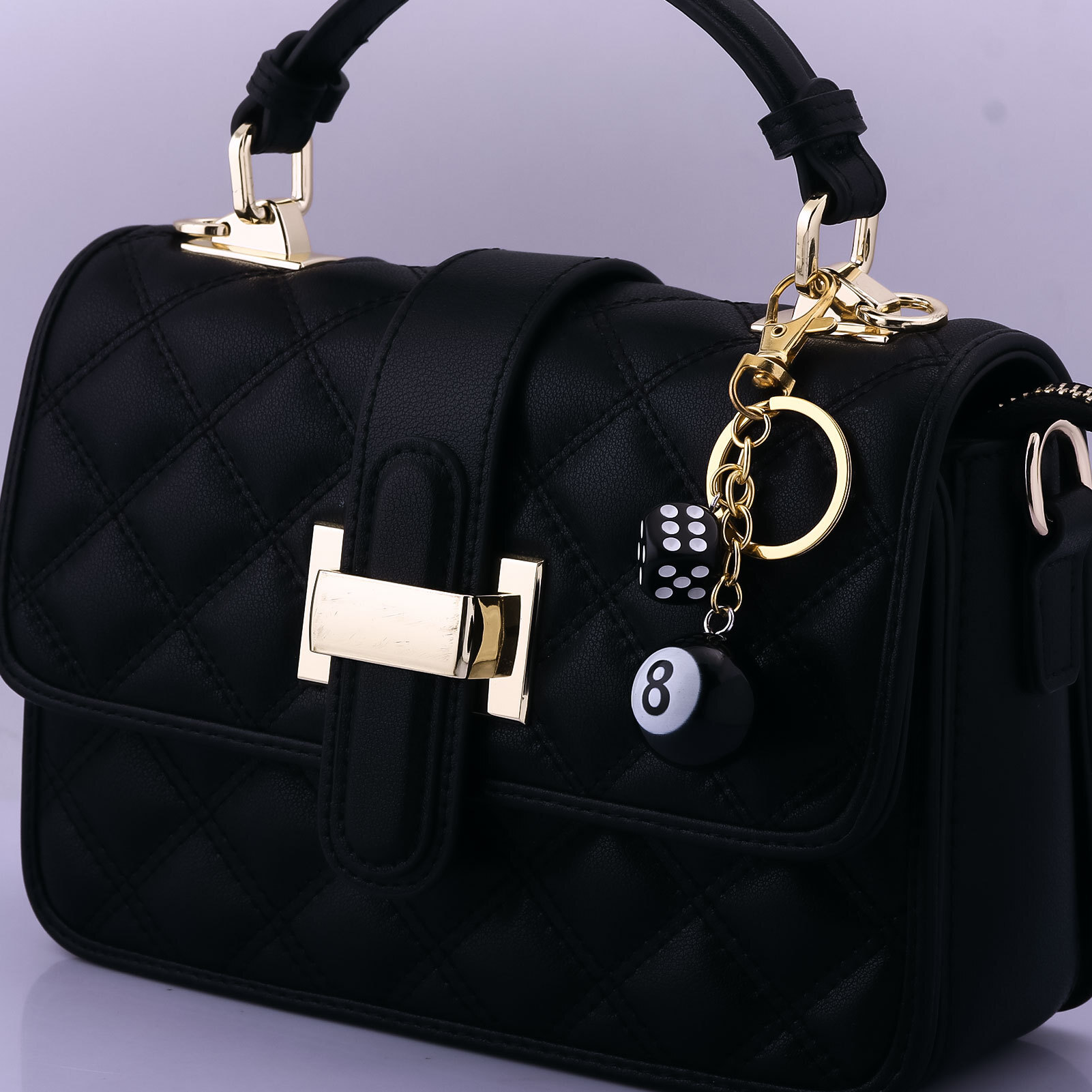 designer bag charm Classical Irregular Dice Billiard Black 8 Pack Keychain Phone Pendant Bag Chain Ornament keychain designer