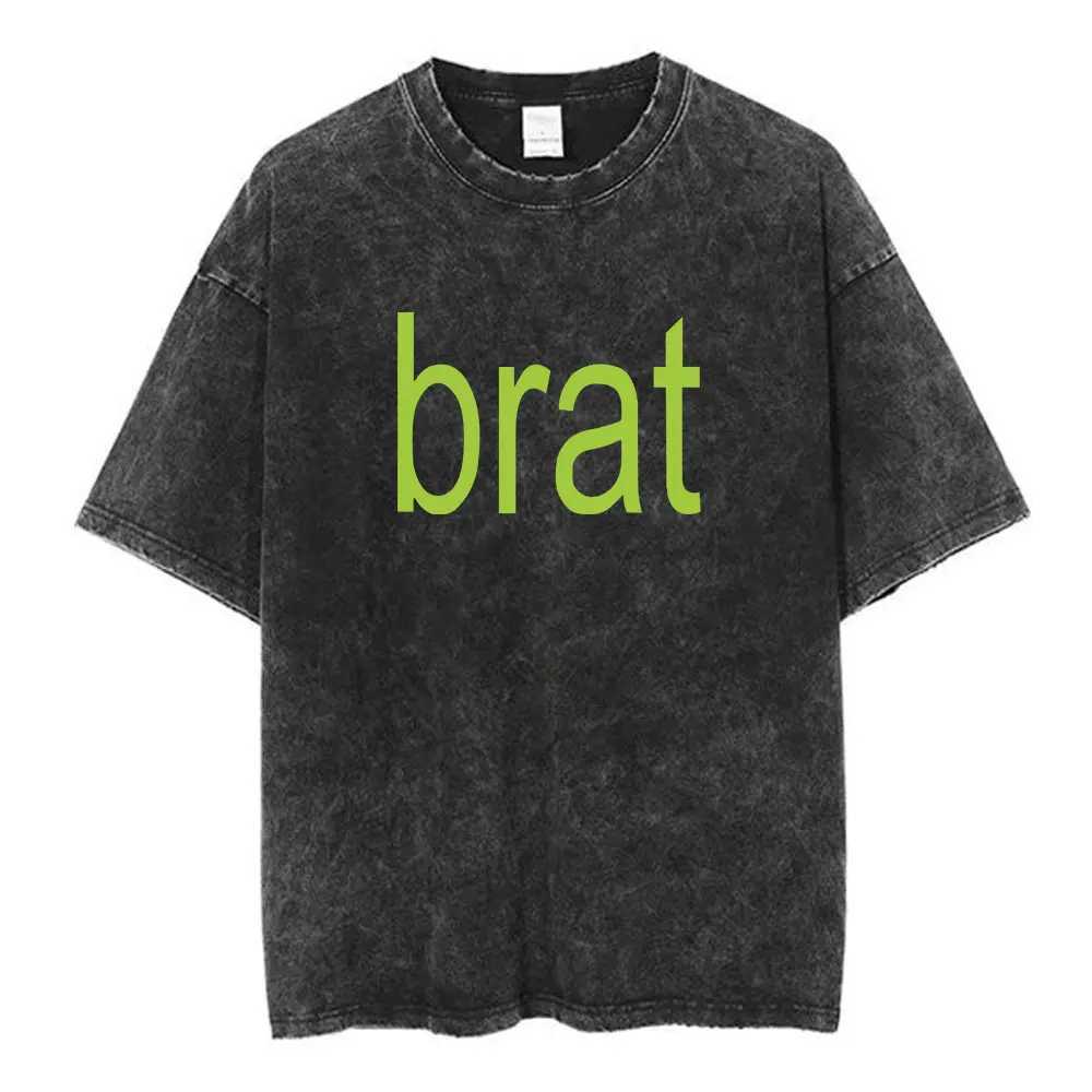 365 Party girl Brat Album Vintage Washed T Shirt Men Women Fashion Harajuku T-shirt Casual 100% Cotton Loose T-shirts X250403