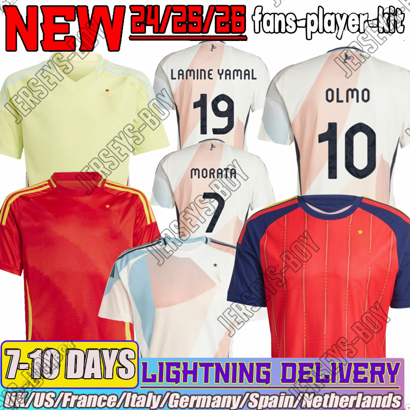 24 25 26 Spain #19 Lamine Yamal WILLIAMS RODRIGO Pedri Olmo Gavi Soccer Jerseys Joselu Carvajal Ferran Zubimendi 2025 26 Espana Football Shirt Men Kids Kit