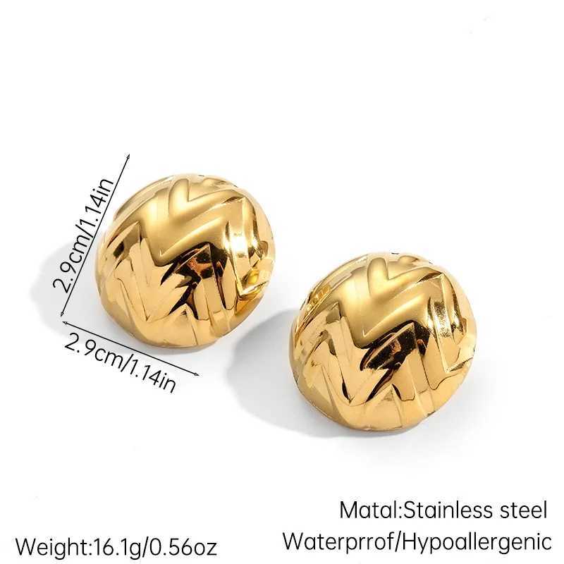 Geometric irregular texture stainless steel pendant earrings suitable for women oval ballshaped ladies earrings jewelry gift C251103