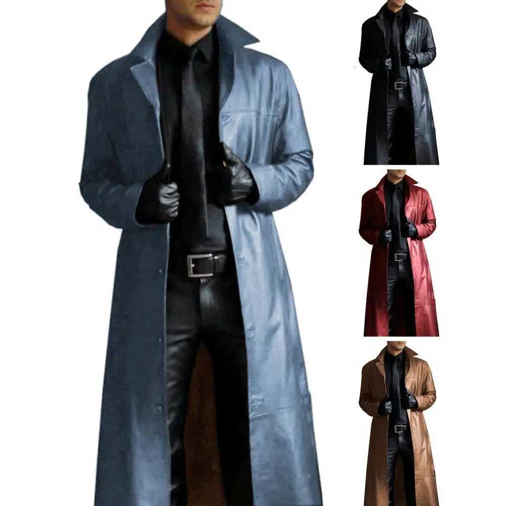 Giacca Da Uomo In Ecopelle Trench Da Uomo Elegante In Ecopelle Con Colletto Rov…