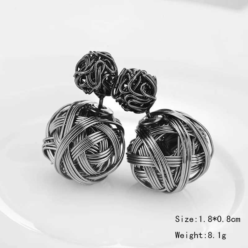 RE Metal Wrapped Entangled Earrings Alloy Double sided Wearing Earrings Round Stud Earrings Womens Jewelry Earrings Gift A1630 Y250401