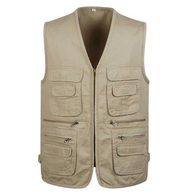 2024 New Mens Cargo Vest Winter Thick Fleece Warm Sleeveless Jacket Solid Color Tactical Coat Men Pockets Work Waistcoat 6XL X2504032