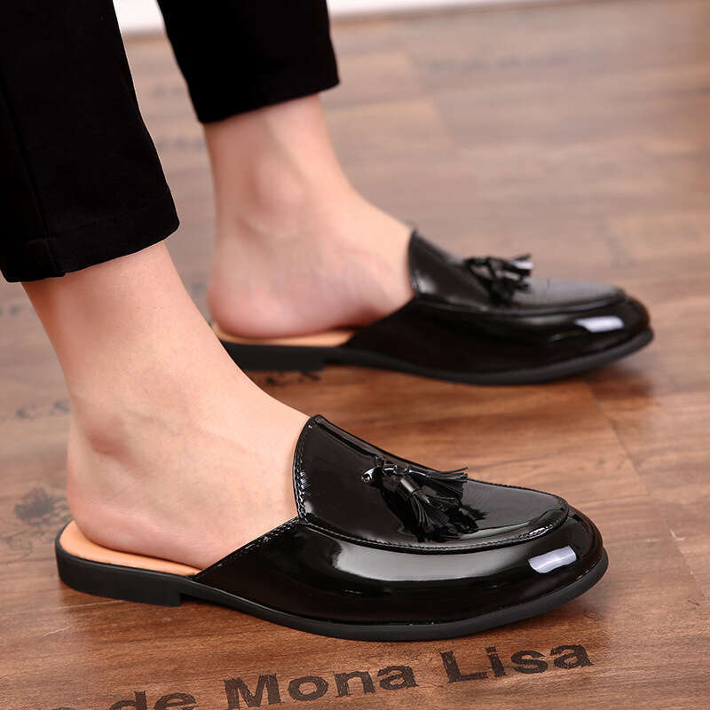 Men's plus size, spring and summer new styles, casual fashionable covers, semi leather shoes, trendy hairstylists, one foot shoes