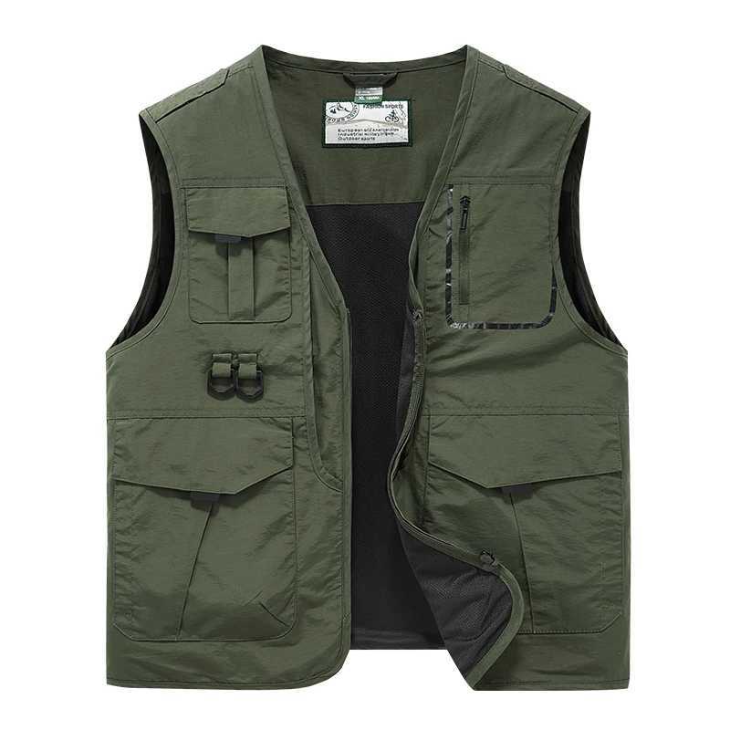 New functional vest for men loose fit large size thin workwear multi pocket photography fishing outdoor vest jacket for me X250403