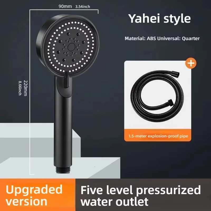 5 Modes Adjustable High Pressure Shower Water Saving Massage Function Black Shower for Bathro Accessories Y251103