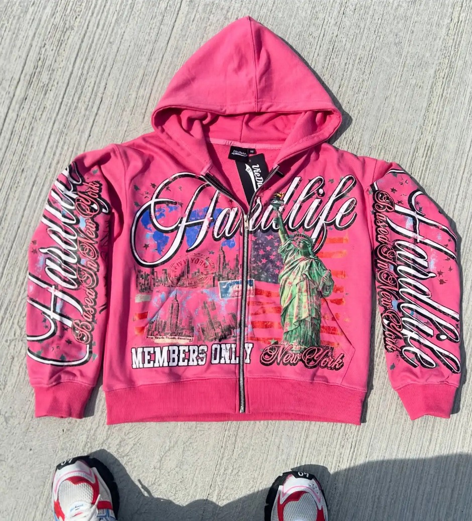 Men's Hoodies American Retro Letter Casual Loose Zipper Hoodie Men Street Hip-hop Fashion Harajuku Oversized Sweatshirt Women jacket