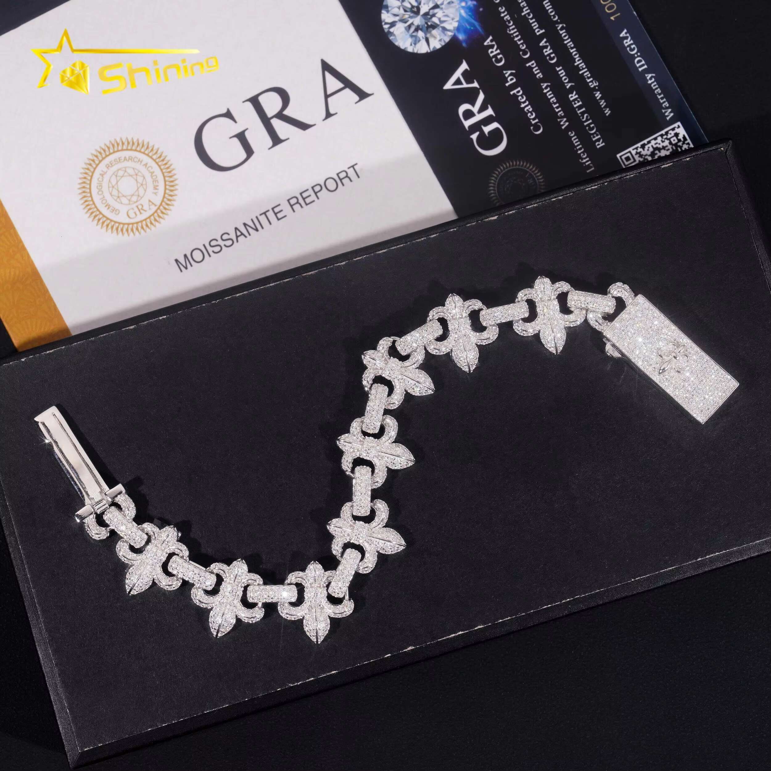 New Style Pass Diamond Tester Silver 925 Gold Plated Hip Hop Jewelry 15mm Custom Lock Moissanite Cross Cuban Link Bracelets