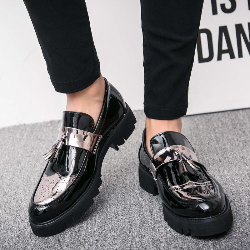 2024 Large Size New Fashion Men's British Style Casual Leather Shoes Korean Edition Foot Set