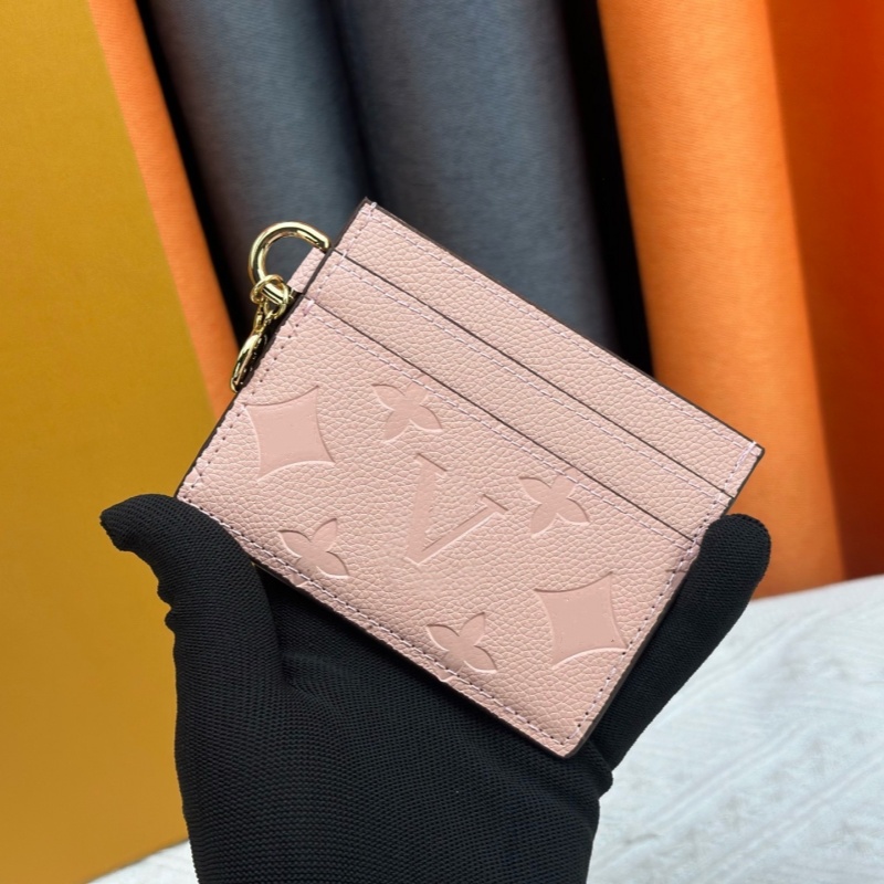 Leather Designer Card Holder Women brand Wallet Small Coin Purse Metal Flower Decoration louisevuitunns Card Holder Men Luxury Wallet Designer Cardholder