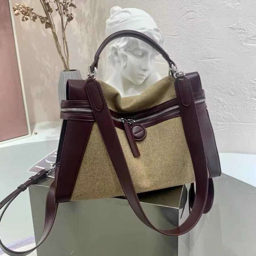 2025 retro color tote commuter bag new fashion large-capacity casual one-shouldered hand-held oblique cross briefcase