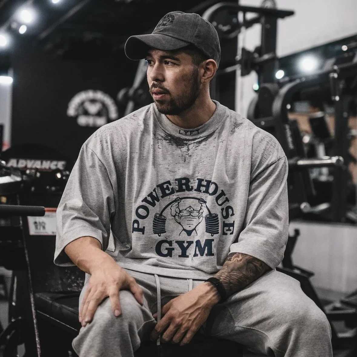 LYFT JOINT Oversize Loose Casual Fitness Shirt Gym Bodybuilding Running T-shirts Summer Cotton Short Sleeve Workout Sports Tees X250403