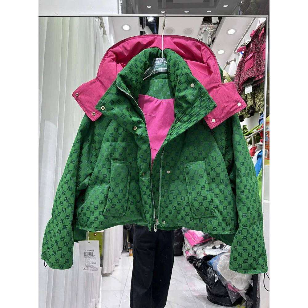 New Winter Women's Short Hooded European Style Fashion Letter Jacquard White Duck Down Bread Jacket Coat
