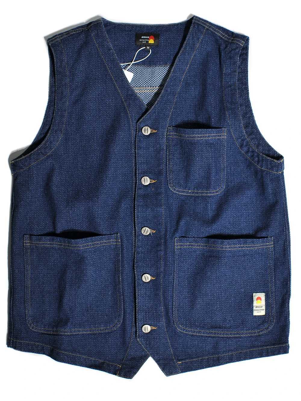 American Retro Amekaji HK Style Gentleman Yuppie Handsome V-neck Denim Vest for Men Autumn Vintage 100% Cotton Pocket Workwear X250403