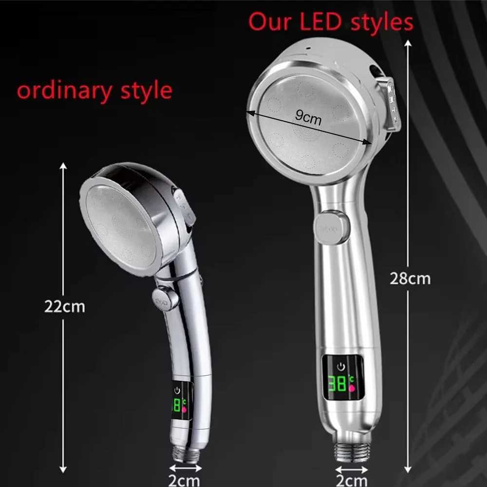 High Pressure Handheld Bathro Shower Water Saving Shower Pressuri Adjustable Spray LED Digital Temperature Display Y251103qw