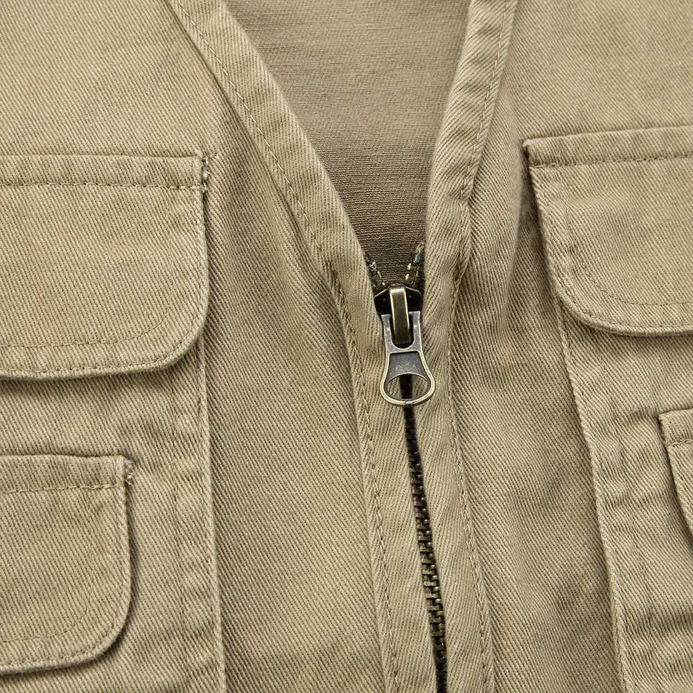 5XL Cotton Fabric Vest with Many Pockets for Men Spring Summer Casual Tool 6 Color Sleeveless Jacket Male Multi Pocket Waistcoat X250403