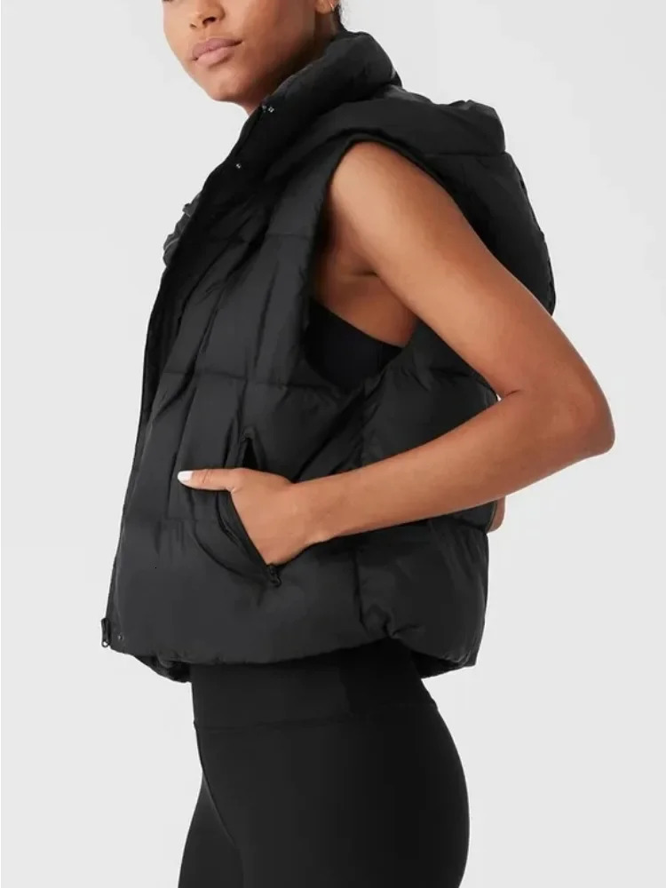 Black Winter Waistcoat Women Standup Collar Sleeveless Jacket Womens Autumn Casual Loose Thicken Warm Vests Jackets 251103