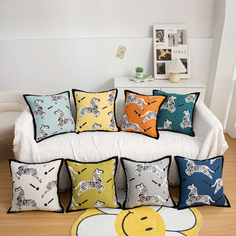 Modern Minimalist Cartoon Pony Pillowcase Embroidery Model Living Room Lumbar Support Sofa Bay Window Cushion New Pillow