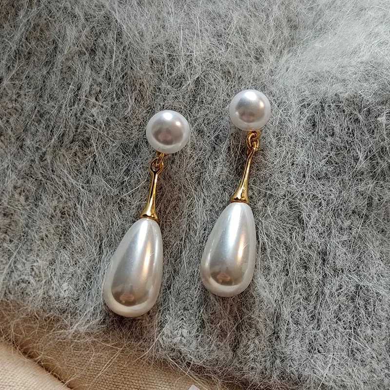 New vintage French pearl earrings with niche design suitable for women to wear jewelry gifts Y250401