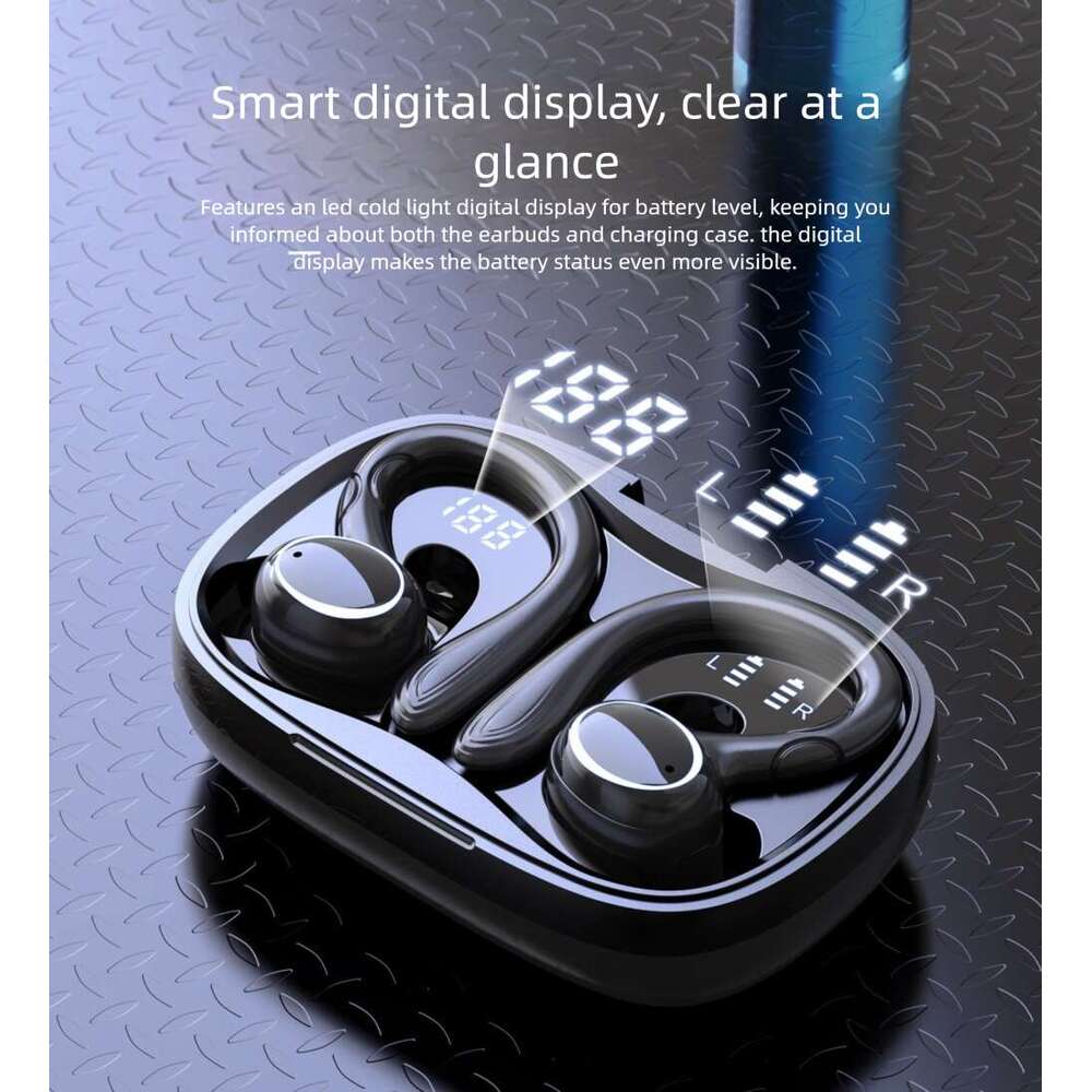 Famous Brand I Sports Bluetooth TWS Ear Hook Digital Display Noise Cancelling Smart Touch Control True Wireless Earphones
