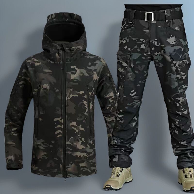 Pdd//camouflage suit new waterproof training tactical soft shell fish skin military fan outdoor installation windproof clothing - Res250228