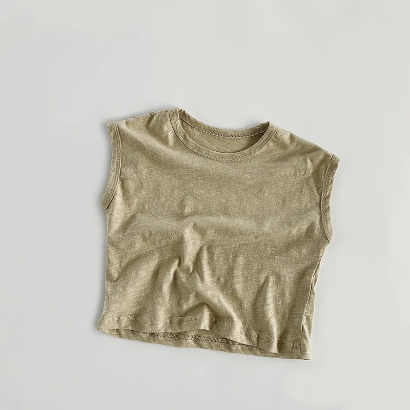 Summer Childrens Club Cotton Tshirt Korean Fashion Sleeveless Striped Baby Boys Casual Tank Top 4 5 6 7Y 250325z