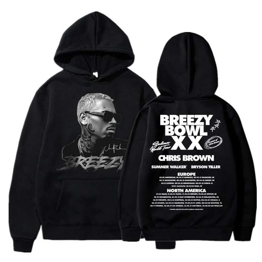 Chris Brown Breezy Bowl XX 2025 Concert Tour Hoodie Hip Hop Retro Men Women Sweatshirt Oversized Fleece Warm Pullover Streetwear K251103