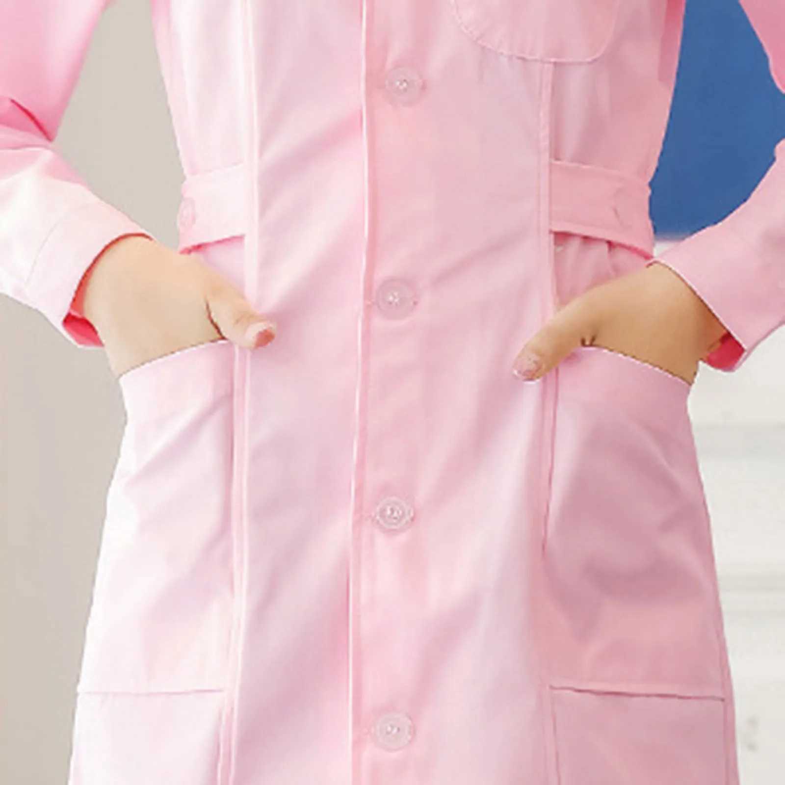 Long Sleeve Nurse Uniform Womens Lab Coat Winter Pharmacy Beauty Salon Intern Work Uniform Set Plus Size Dress Coat J251103