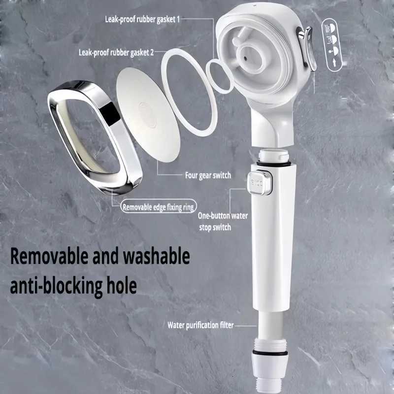 4 Modes High Pressure Shower s Water Saving Shower Adjustable One-Key Stop Water Massage Sprayer Bathro Accessories Y251103