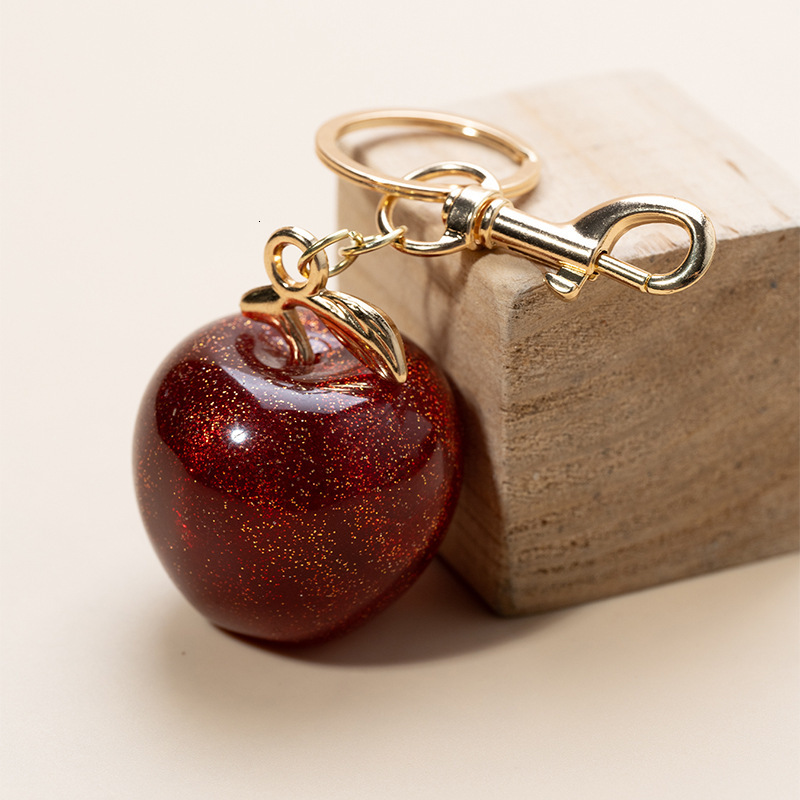 designer bag charm Hot Selling Apple Keychain fashion Exquisite Crystal Resin Fruit Bag Car DIY Pendant keychain designer