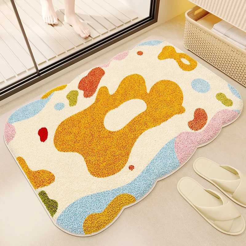 Imitation cashmere bathroom absorbent floor mat cream wind special-shaped toilet carpet floor mat C251103