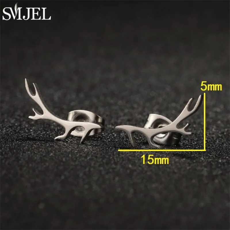 SMJEL Minimalist Silver Color Deer Horn Earrings Women Christmas Jewelry Cute Elk Antler Ear Studs Unique Tree Branch Earings C251103