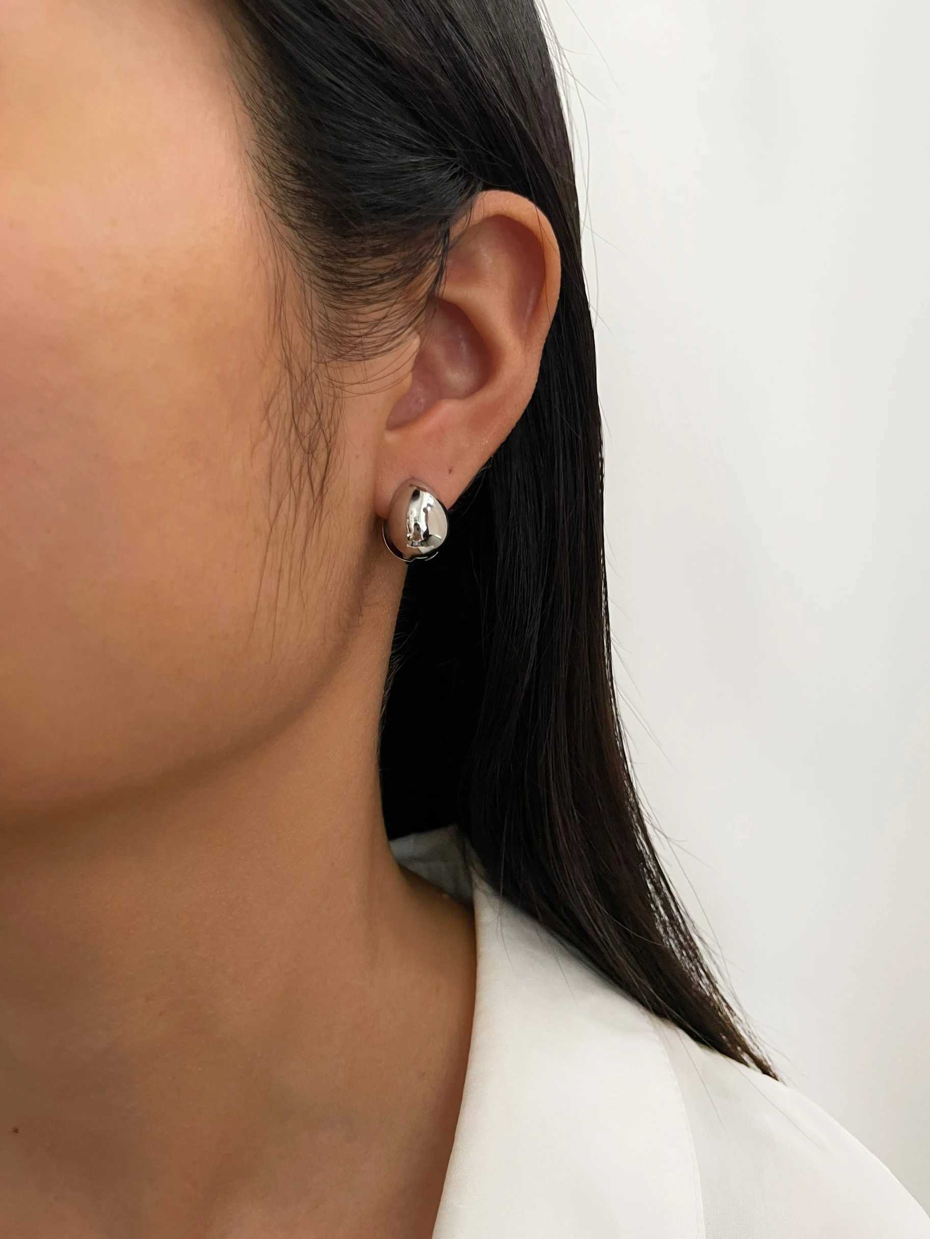 Perisbox Trendy 316L Stainless Steel Waterproof Hoop Earrings Solid Gold PVD Plated Double Face Droplet Womens Earring Jewelry C251103