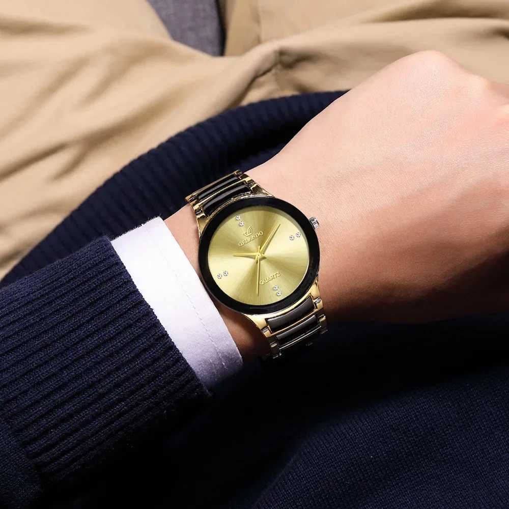 Luxury Men Business Watches Fashion Black Steel Band Male Analog Quartz WatchW251104
