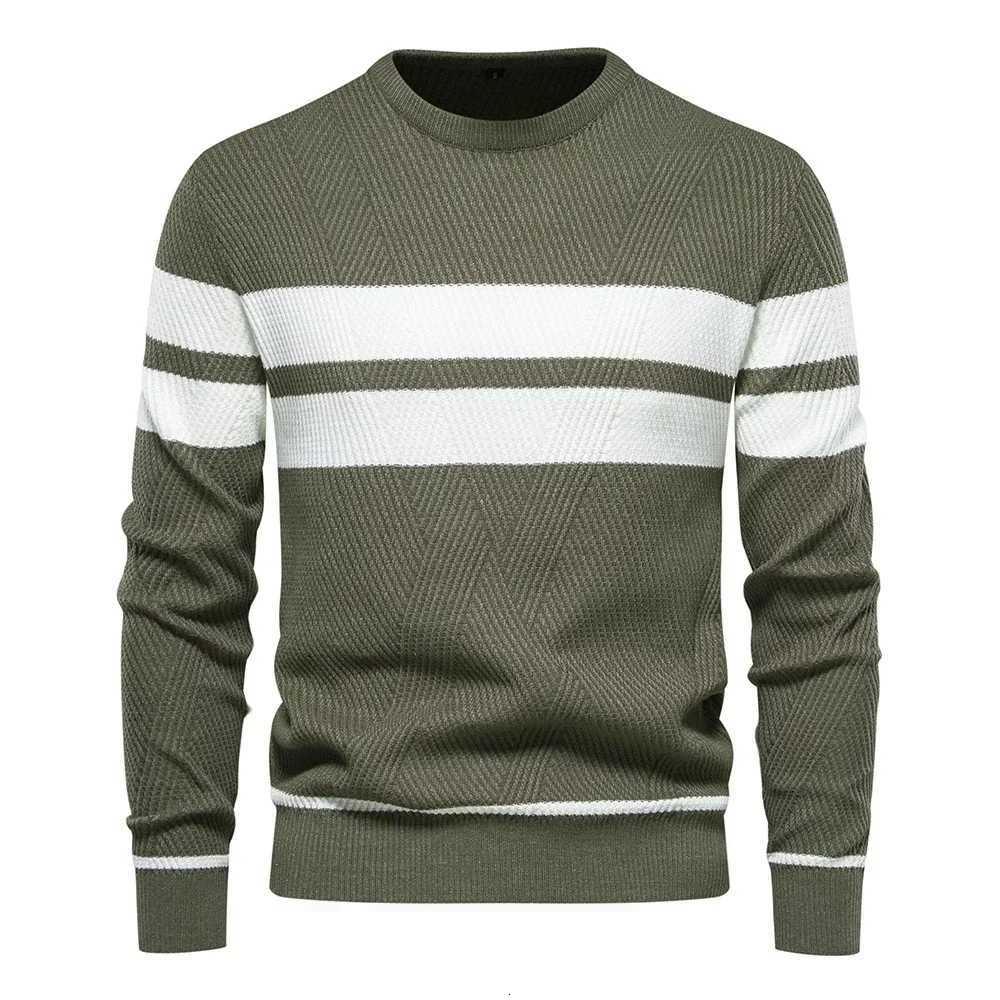 New Autumn Warm Knitted Pullover Mens Sweater O-neck Patchwork Casual Slim Sweaters Male Basic Fit Knitwear Men ClothingT251103