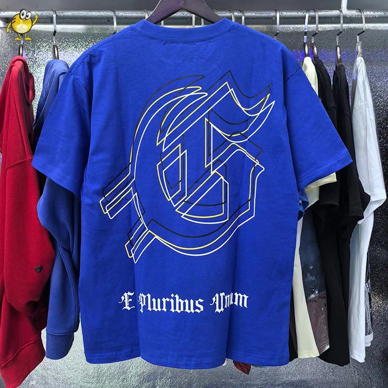 Men's T Shirts Black Blue Vintage O-Neck Casual Graphic Printing T-shirts Men Woman High Street Short Sleeve Tee Spring Summer