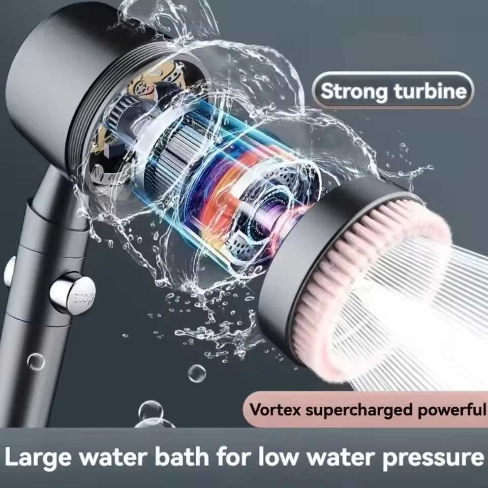 5 Modes High Pressure Filter Shower with Massage B Large Flow Onekey Stop Bathro Shower with Hose and Holder Y251103