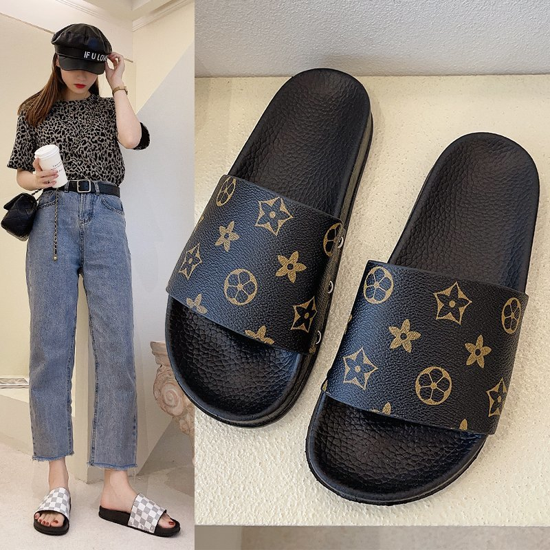 hot free shipping designer Slippers Outdoor indoor sliders Printing Beading beach shoes for woman and men