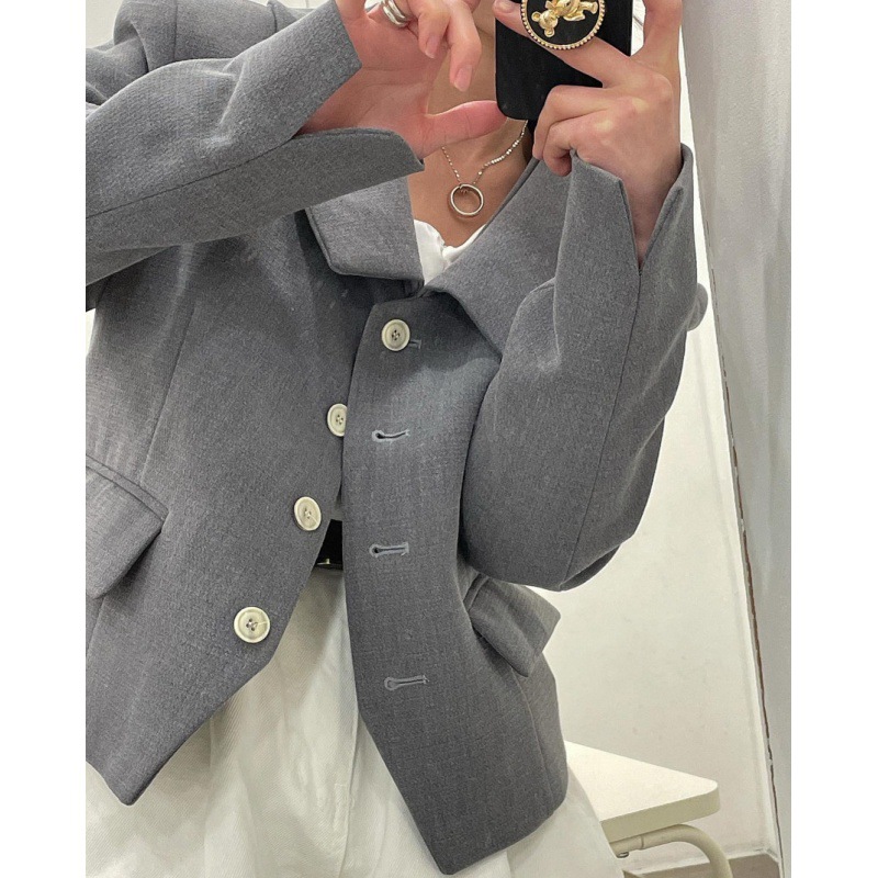 F421Chic Vintage Short Style Long Sleeve Blazer for Young Ladies Perfect Fit for School Wear