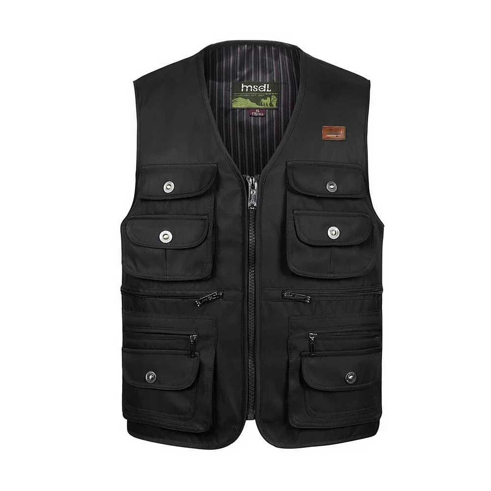 Men Large Size XL-4XL Motorcycle Casual Vest Male Multi-Pocket Tactical Fashion Waistcoats High Quality Masculino Overalls vest X2504031